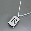 Rectangle with Laser Cut Letter 201 Stainless Steel Initial Pendant Necklaces WGA5E8C-18-1