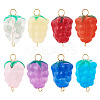 8Pcs 8 Styles Handmade Lampwork Grapes Connector Charms PALLOY-TAC0156-2
