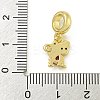 Rack Plating Brass Pave Cubic Zirconia Monkey European Dangle Charms KK-Z067-50G-02-3