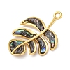 304 Stainless Steel Pave Natural Paua Shell/Abalone Shell Leaf Pendants STAS-S163-23G-2