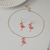 Flamingo Alloy Enamel Stud Earrings & Pendant Necklaces Sets for Women WH-WG896EF-01-5