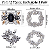 4Pcs 2 Style Alloy Rhinestone Shoe Buckle Clips AJEW-GF0008-65-2
