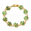 Ocean Theme Brass Cubic Zirconia with Enamel Link Bracelets for Women BJEW-F514-01C-G-4