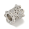 Brass Micro Pave Clear Cubic Zirconia Column European Beads KK-L215-204P-2