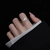 Heart & Wing Rhodium Plated 925 Sterling Silver Cuff Rings FS-WGFEBDA-01-4