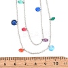 304 Stainless Steel Ball Chain Colorful Cubic Zirconia Flat Round Tassel Double Layer Necklaces for Women LS-NJEW-A051-05P-5