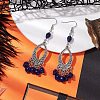 Halloween Skull Dyed Synthetic Turquoise & Alloy Dangle Earrings EJEW-JE05890-04-2