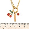 304 Stainless Steel Red Enamel and Siam Rhinestone Cherry Pendant Necklaces for Women NJEW-M091-02G-3
