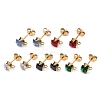 Ion Plating(IP) 304 Stainless Steel Cubic Zirconia Stud Earring Findings STAS-P373-06B-1