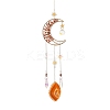 Wire Wrapped Natural Carnelian Moon with Tree of Life Pendant Decorations HJEW-K046-07G-03-2