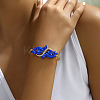 Elegant Alloy Peacock Capri Blue Rhinestone Leaf Link Bracelets JH0716-1