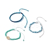 3Pcs 3 Style Natural Shell & Glass Braided Bead Bracelets Set BJEW-B065-07B-3