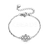 304 Stainless Steel Flower Link Bracelets WG0BE89-01-2