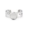 Hollow Heart 304 Stainless Steel Cuff Ring Components SA-CBA82C8-02A-P-2