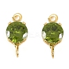 Brass Pave Cubic Zirconia Flat Round Connector Charms KK-P347-01G-03-2