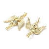 Rack Plating Angel Brass Micro Pave Cubic Zirconia Pendants KK-E102-12G-2