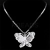 201 Stainless Steel Crystal Rhinestone 3D Hollow Butterfly Pendant Necklaces for Women NJEW-K283-30P-2