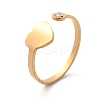 304 Stainless Steel Rhinestone Open Cuff Ring for Women RJEW-F169-01G-06-4