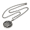 201 Stainless Steel Lunar Lotus Talisman Pendant Necklaces NJEW-S007-21P-3