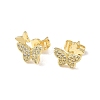 Brass Micro Pave Clear Cubic Zirconia Stud Earrings EJEW-D305-20G-03-1
