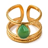 Teardrop Natural Dyed & Heated Green Onyx Agate Finger Rings RJEW-Q822-11G-2