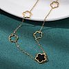 Ion Plating(IP) 304 Stainless Steel & Plastic Flower Pendant Necklaces for Women NJEW-P320-02G-03-2