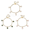 3Pcs 3 Colors Flower Alloy Enamel Charm Bracelets BJEW-JB12285-2