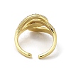 Brass with Cubic Zirconia Open Cuff Rings for Women RJEW-A035-18G-3