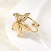 Starfish 304 Stainless Steel Cuff Open Rings for Women RJEW-A105-01G-3