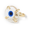 Lampwork Evil Eye Open Cuff Ring RJEW-C051-01G-05-2
