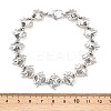 304 Stainless Steel Flower Link Chain Bracelets BJEW-D379-17P-3