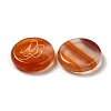 13Pcs Flat Round Natural Carnelian Rune Stones G-K335-08F-2