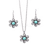 Synthetic Turquoise Pendant Necklaces & Dangle Earrings Sets WGE96E9-02-2