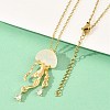 Alloy Crystal Rhinestone with Resin Jellyfish Pendant Necklaces for Women NJEW-A066-03G-3