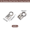 300Pcs 304 Stainless Steel Fold Over Crimp Cord Ends STAS-SP0001-76-2