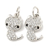 Rack Plating Brass Micro Pave Clear Cubic Zirconia Pendants KK-B093-02C-P-2