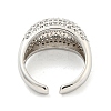 Real Platinum Plated Brass Micro Pave Clear Cubic Zirconia Cuff Rings RJEW-L113-016P-01-3