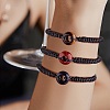 Natural Tiger Eye Donut Braided Bead Bracelet BJEW-SW00047-09-3
