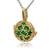 Golden Tone Brass Hollow Round Cage Pendants KK-J231-04G-2