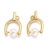 Wishbone Shape Brass Pendants KK-B033-02G-2