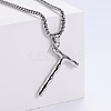 3Pcs 304 Stainless Steel Textured Letter Pendant Box Chain Necklaces LW4134-46-1