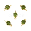 Brass Pave Cubic Zirconia Flat Round Connector Charms KK-P347-01G-03-1