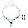 Horse Eye Alloy Rhinestone Necklaces & Stud Earring Sets for Women SJEW-U001-01P-06-3
