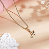 1pc Brass Chain & 304 Stainless Steel Letter Pendant Necklaces NJEW-LP0001-40A-G-3