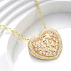 Brass Pave Clear Cubic Zirconia Heart Pendant Necklaces for Women NJEW-K381-07B-G-1