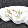 Brass Micro Pave Clear Cubic Zirconia Stud Earrings EJEW-H157-03G-01-2