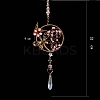 Wire Wrapped Natural Gemstone Beads & Metal Dragonfly Hanging Ornaments PW-WG454D0-01-2
