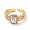 Cubic Zirconia Rectangle Open Cuff Ring RJEW-G281-07G-2