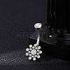 304 Stainless Steel Clear Cubic Zirconia Curved Barbell Belly Button Rings AJEW-D306-03P-01-1