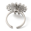 Rotatable Cubic Zirconia Flower Open Ring LS-RJEW-Q776-05P-3